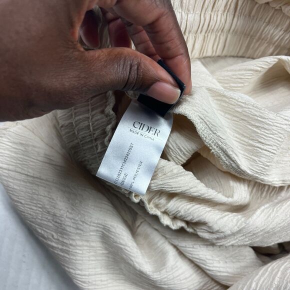 Cider Boho Lounge Shorts Crinkle Gauze Drawstring Tassel Waist Beige Casual 2XL - Picture 9 of 11